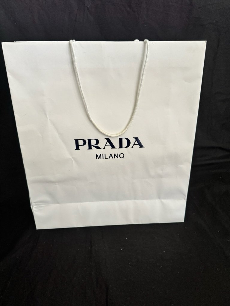 Prada Paper Reusable Shopping Bag White 19 X 17  X 6